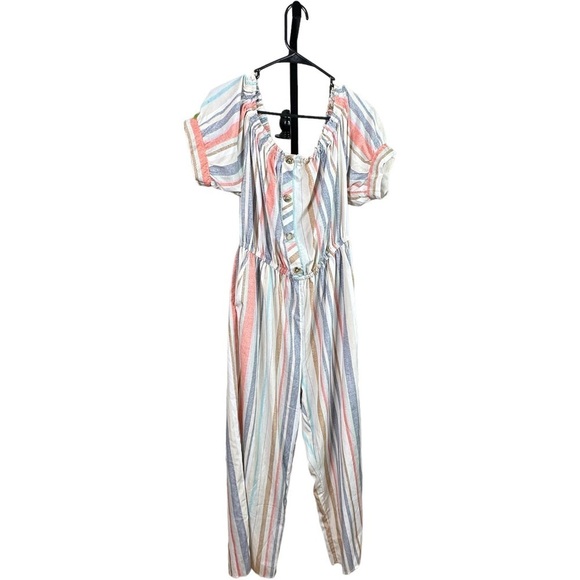 Plus Size Stripe Pull On Jump Suit 1X - Picture 1 of 5